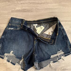 Aerie Dark Blue Distressed Jean Shorts
